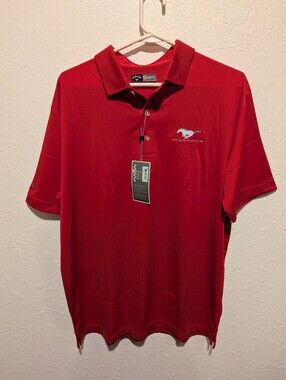 Callaway Golf Opti-Dri Polo Shirt Ford Mustang Logo Men's Red NWT Size XL
